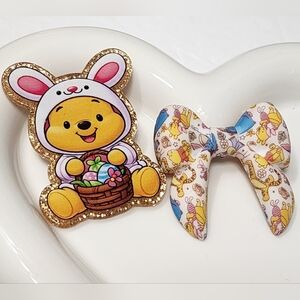 Easter Flatback Bow Focal Bead Bear Badge Keychain Bag Clip Beadable Pen Crafts